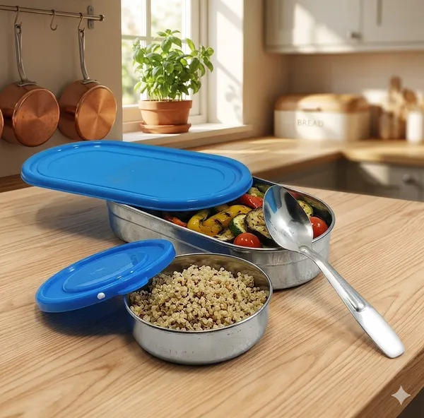 Inpro_(Set_of_1)_Steel_Lunch_Box_Combo_with_Spoon_&_Mini_Container_|_Durable_Food_Storage_Tiffin_Box_Set