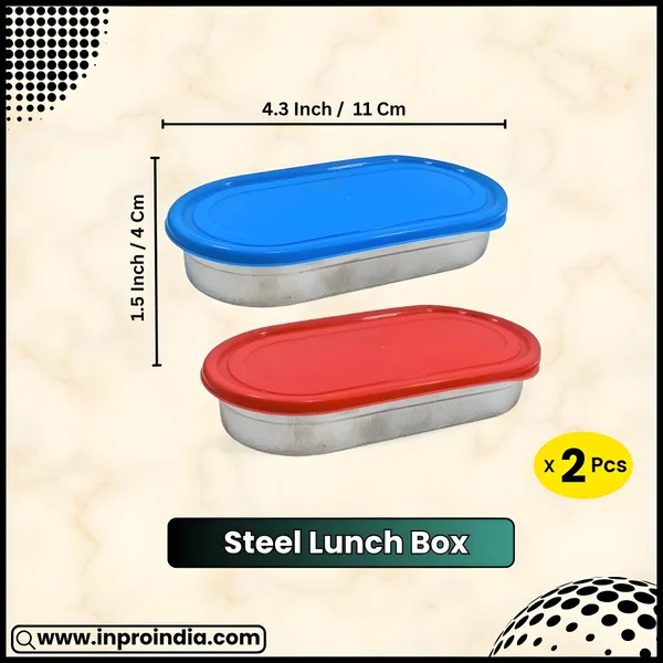 Inpro_(Set_of_2)_Stainless_Steel_Lunch_Box_Combo_with_Spoon_&_Extra_Container_|_Reusable_Bento_Style_Tiffin_Box