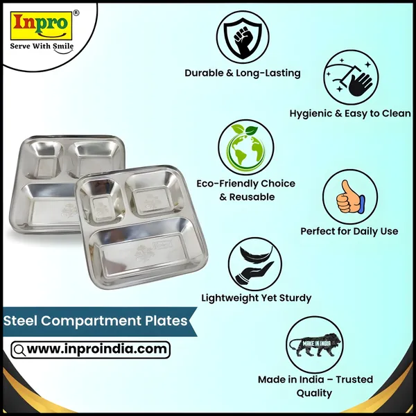 Inpro_Stainless_Steel_3_Section_Plate(Pack_of_9)_|_Half_Square_Thali_with_3_Compartments_|_Dinner_Plate_for_Lunch,_Snacks,_Tiffin