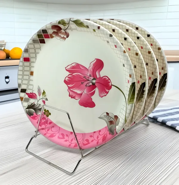 Multicolor_Complete_Your_Kitchen_Dining_With_A_Melamine_Round_Full_Plate_Set_Of_4_-_Perfect_For_Dinner_Parties