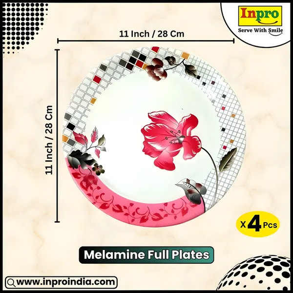 Multicolor_Complete_Your_Kitchen_Dining_With_A_Melamine_Round_Full_Plate_Set_Of_4_-_Perfect_For_Dinner_Parties