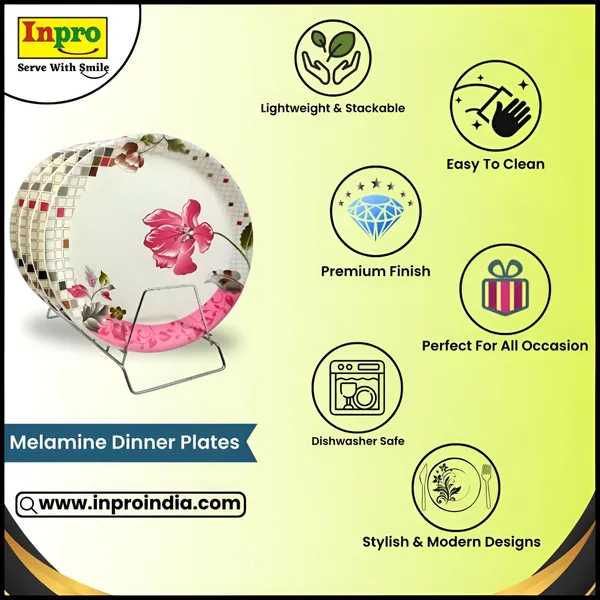 Multicolor_Complete_Your_Kitchen_Dining_With_A_Melamine_Round_Full_Plate_Set_Of_4_-_Perfect_For_Dinner_Parties