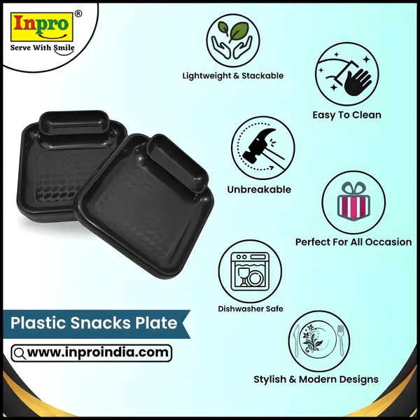 Multicolor_(Pack_Of_12)_Plastic_Snacks_Platters_In_Yellow_&_Black_Color-_Perfect_For_Snacks_And_Dinner