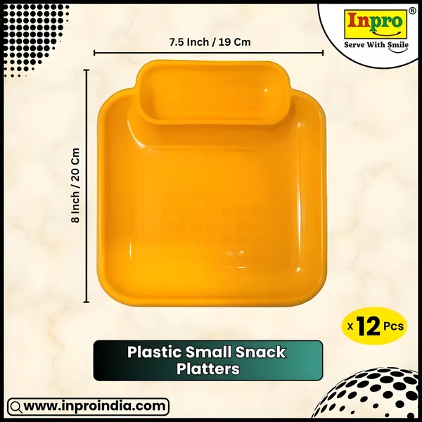 Multicolor_(Pack_Of_12)_Plastic_Snacks_Platters_In_Yellow_&_Black_Color-_Perfect_For_Snacks_And_Dinner