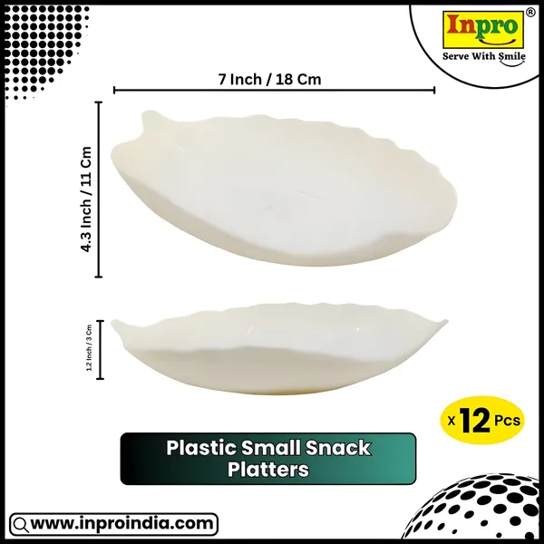White_Leaf_Shape_Plastic_Snacks_Platter_Set_Of_12_White_Platters_-_Perfect_For_Plates_Collection.