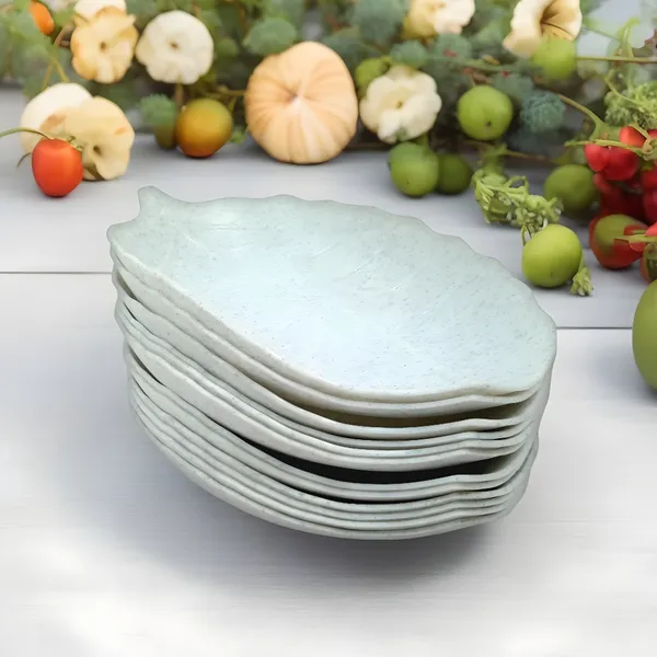 White_Leaf_Shape_Plastic_Snacks_Platter_Set_Of_12_White_Platters_-_Perfect_For_Plates_Collection.