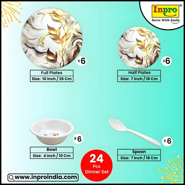 Multicolor_Daily_Use_24_Pcs_Melamine_Dinner_Set_Contains_6_Full_Plates,_6_Half_Plates,_6_Bowls_And_6_Spoons_|_Durable,_Food-Safe_Dinnerware_Set