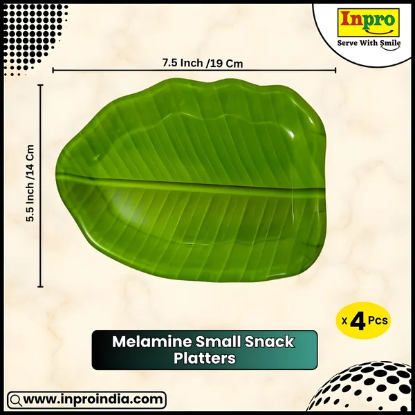 Green_Melamine_Small_Quarter_Designer_Platters_Set_Of_4_-_Perfect_For_Kitchen_Utensils_&_Serving_Snacks