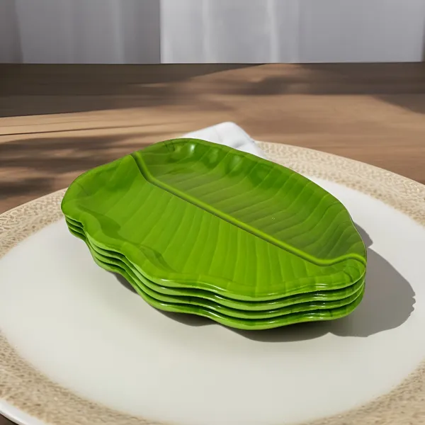 Green_Melamine_Small_Quarter_Designer_Platters_Set_Of_4_-_Perfect_For_Kitchen_Utensils_&_Serving_Snacks