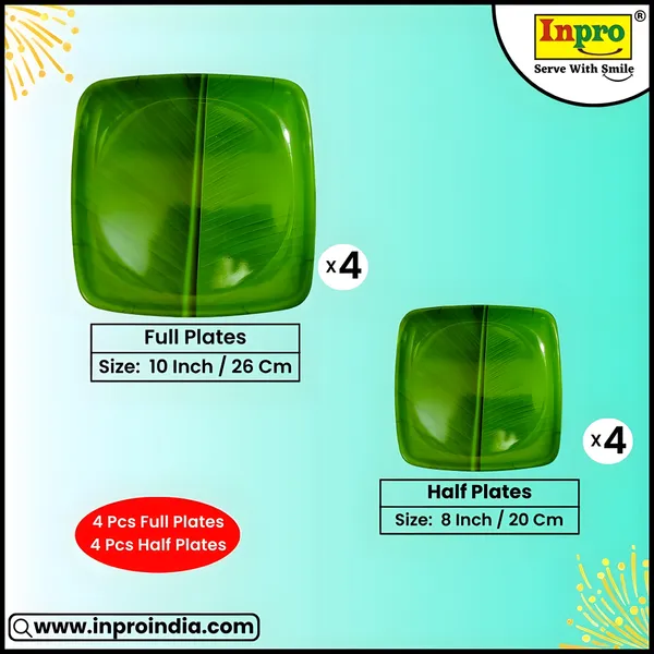 Green_8-Piece_(4_Full_&_4_Half)_Melamine_Square_Dinner_Plate-_The_Perfect_Plates_Set_For_Your_Home