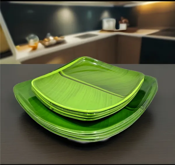 Green_8-Piece_(4_Full_&_4_Half)_Melamine_Square_Dinner_Plate-_The_Perfect_Plates_Set_For_Your_Home