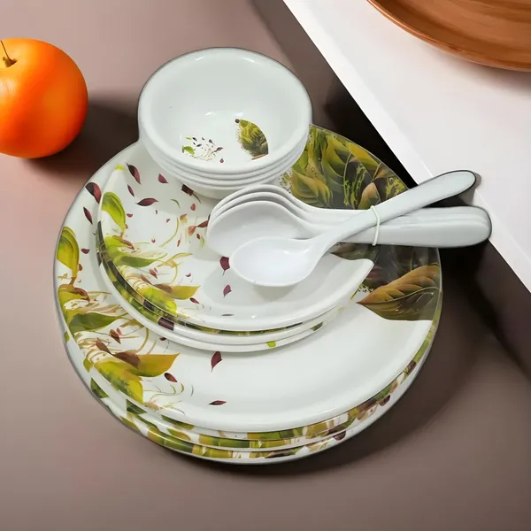 Multicolor_Glossy_Finish_Melamine_16_Pcs_Dinner_Set_Contains_4_Full_Plates,_4_Half_Plates,_4_Bowls_And_4_Spoons_|_Perfect_For_Daily_Meals