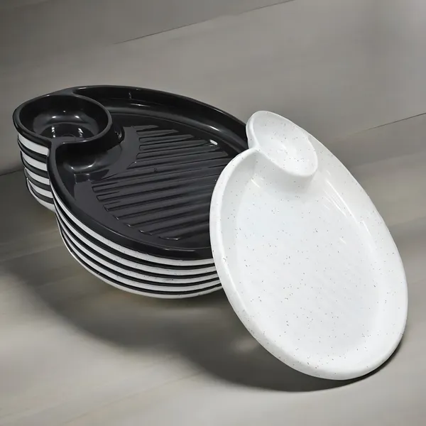 Multicolor_Stylish_Plastic_Snacks_Platter_Set_Of_12_(6_Black_&_6_White)_Platters_-_Perfect_For_Dinner_Parties