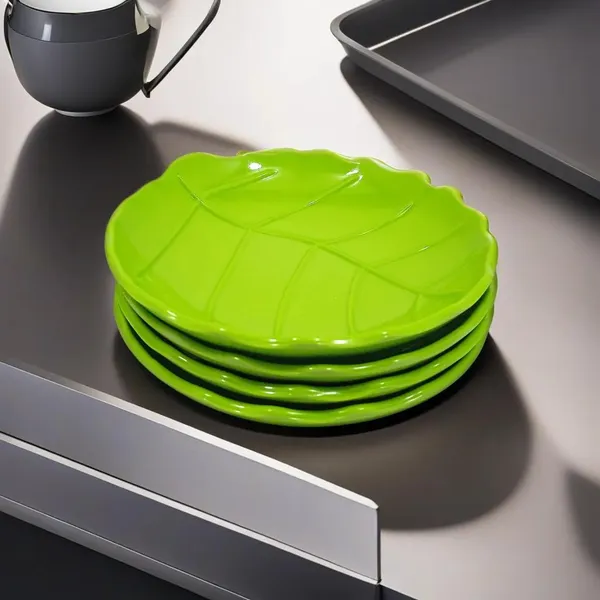 Green_Melamine_Small_Snacks_Serving_Platters_Set_Of_4_-_Perfect_For_Kitchen_Utensils_&_Serving_Snacks