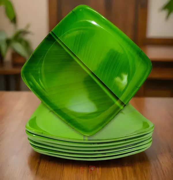 Green_Melamine_Square_Half_Plates_Set_(Pack_Of_6)_-_Perfect_For_Serving_Snacks_And_Meals_For_6