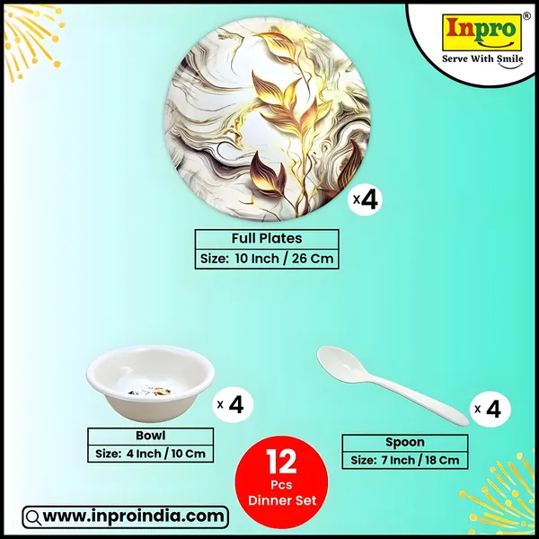 Multicolor_12_Pcs_Melamine_Dinner_Set_Contains_4_Full_Plates,_4_Bowls_And_4_Spoons_|_Gloss_Finish,_Long-Lasting_Dinnerware