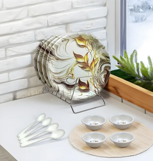 Multicolor_12_Pcs_Melamine_Dinner_Set_Contains_4_Full_Plates,_4_Bowls_And_4_Spoons_|_Gloss_Finish,_Long-Lasting_Dinnerware