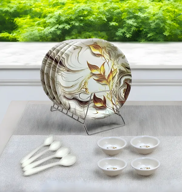 Multicolor_12_Pcs_Melamine_Dinner_Set_Contains_4_Full_Plates,_4_Bowls_And_4_Spoons_|_Gloss_Finish,_Long-Lasting_Dinnerware