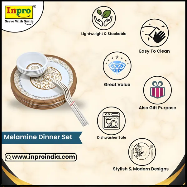 Multicolor_Modern_Tableware_12_Pcs_Melamine_Dinner_Set_Contains_4_Full_Plates,_4_Bowls_And_4_Spoons_|_Lightweight_&_Long-Lasting