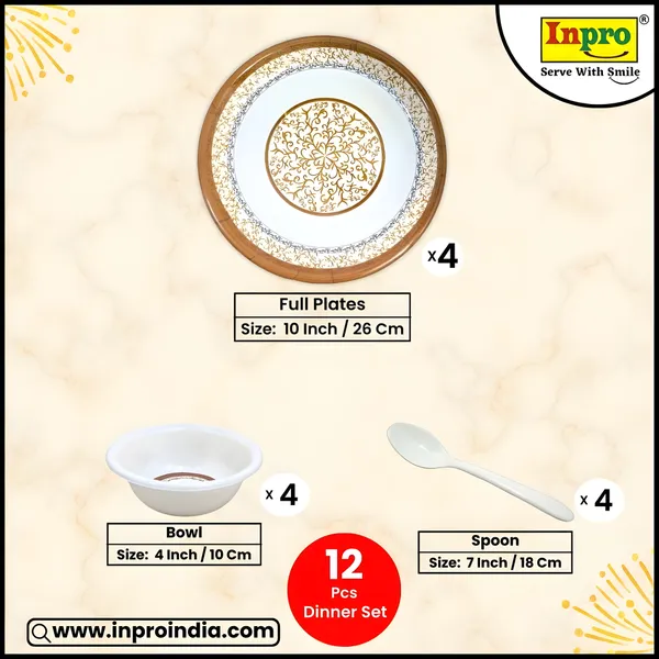 Multicolor_Modern_Tableware_12_Pcs_Melamine_Dinner_Set_Contains_4_Full_Plates,_4_Bowls_And_4_Spoons_|_Lightweight_&_Long-Lasting