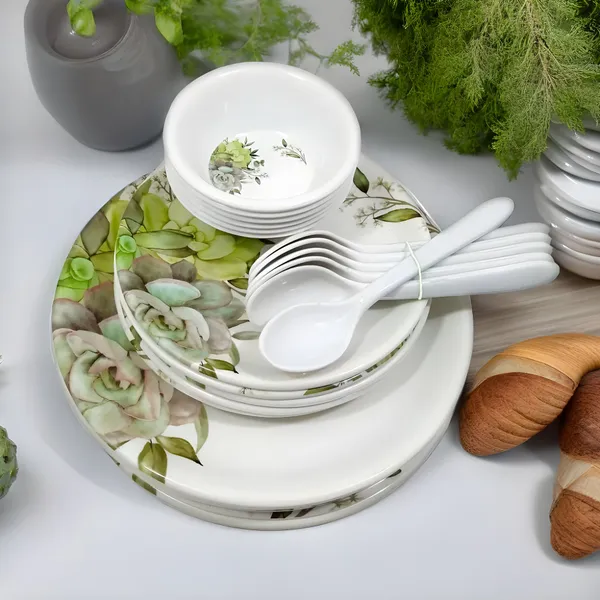 Multicolor_Melamine_Dinner_Set_24_Pcs_Contains_6_Full_Plates,_6_Half_Plates,_6_Bowls_And_6_Spoons_-_Perfect_For_Any_Occasion.