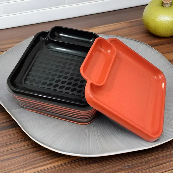 Multicolor_Stylish_Plastic_Snacks_Platter_Set_Of_12_Red_&_Black_Platters_-_Perfect_For_Serving_Snacks