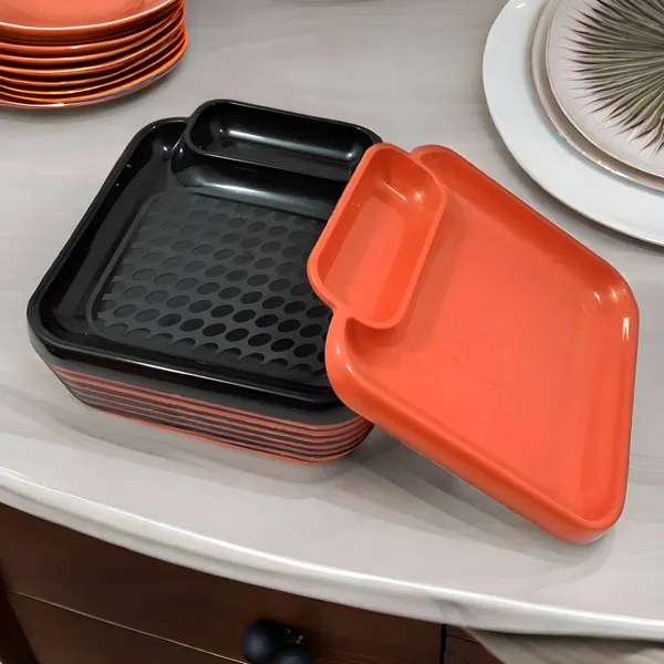 Multicolor_Stylish_Plastic_Snacks_Platter_Set_Of_12_Red_&_Black_Platters_-_Perfect_For_Serving_Snacks