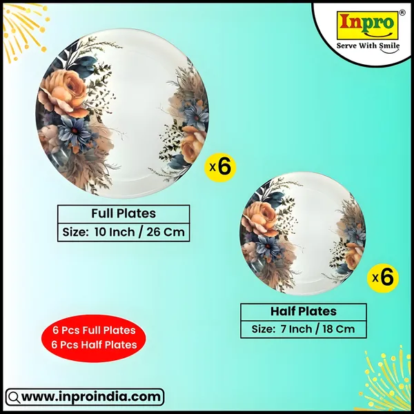 Multicolor_Melamine_Round_Dinner_Plate_Set_Of_12_(6_Full_&_6_Half)_-_Perfect_For_Snacks_And_More