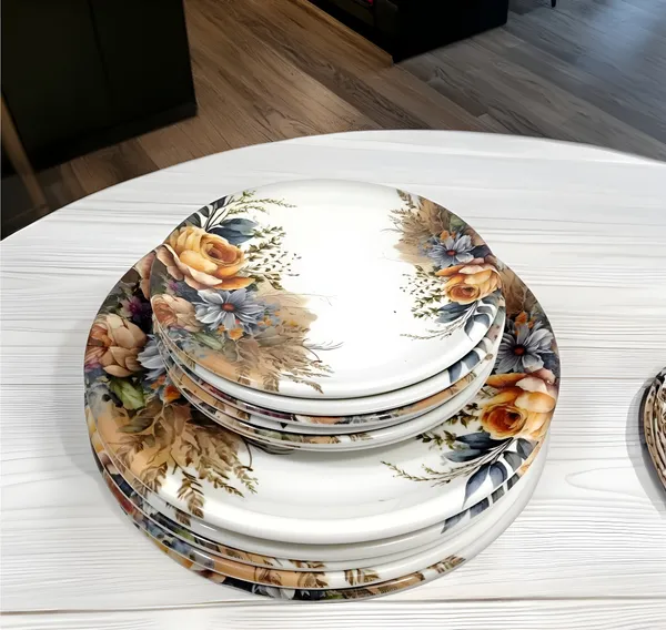 Multicolor_Melamine_Round_Dinner_Plate_Set_Of_12_(6_Full_&_6_Half)_-_Perfect_For_Snacks_And_More