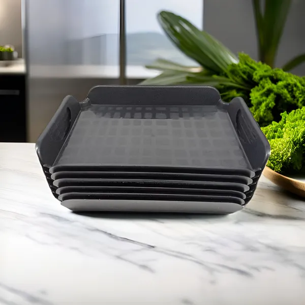 Black_Plastic_Small_Serving_Tray_Set_Of_6-Perfect_For_Small_Parties,Picnics-Unbreakable_Tray_Set_For_Serving