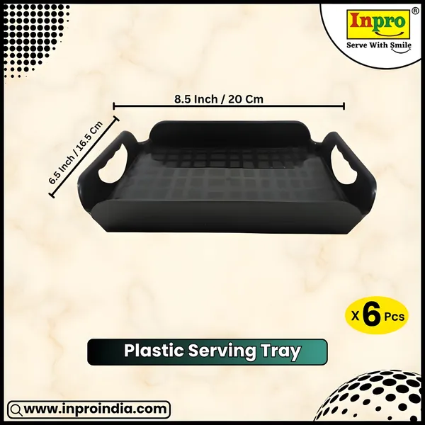 Black_Plastic_Small_Serving_Tray_Set_Of_6-Perfect_For_Small_Parties,Picnics-Unbreakable_Tray_Set_For_Serving