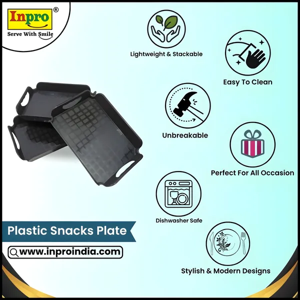 Black_Plastic_Small_Serving_Tray_Set_Of_6-Perfect_For_Small_Parties,Picnics-Unbreakable_Tray_Set_For_Serving