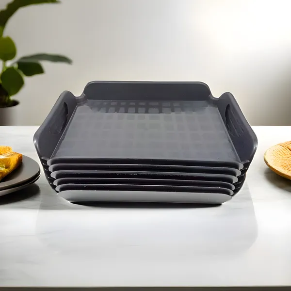 Black_Plastic_Small_Serving_Tray_Set_Of_6-Perfect_For_Small_Parties,Picnics-Unbreakable_Tray_Set_For_Serving