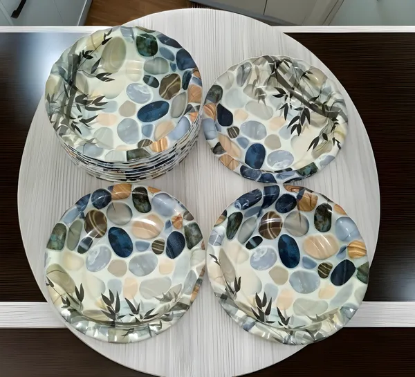 Multicolor_Melamine_Small_Round_Plates_Set_Of_12_-_Perfect_Addition_To_Your_Kitchen_Utensils_&_Easy_To_Clean