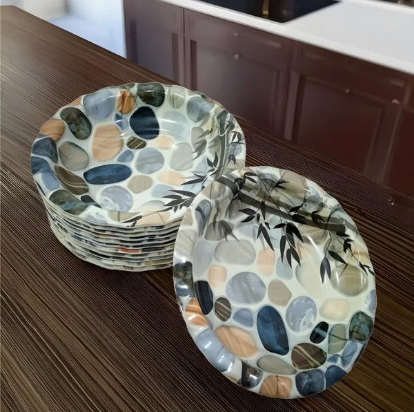 Multicolor_Melamine_Small_Round_Plates_Set_Of_12_-_Perfect_Addition_To_Your_Kitchen_Utensils_&_Easy_To_Clean