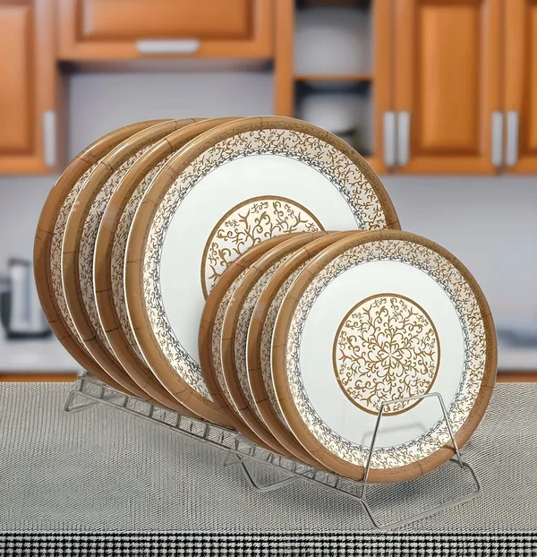 Multicolor_8-Pcs_(4_Full_Plate_&_4_Half_Plate)_Melamine_Round_Dinner_Plate_Set_-_Perfect_For_Snacks