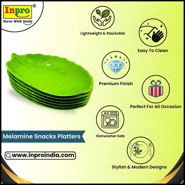 Green_Designer_Melamine_Serving_Platter_Set_Of_12_-_Perfect_For_Kitchen_Utensils_&_Serving_Snacks