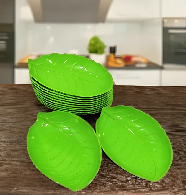 Green_Designer_Melamine_Serving_Platter_Set_Of_12_-_Perfect_For_Kitchen_Utensils_&_Serving_Snacks