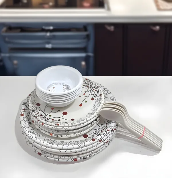 Multicolor_Stylish_Glossy_Finish_Modern_Melamine_24_Pcs_Dinner_Set_Contains_6_Full_Plates,_6_Half_Plates,_6_Bowls_And_6_Spoons_Perfect_For_Dining_&_Gifting