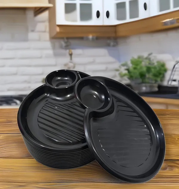 Black_Section_Plastic_Snacks_Platters_Set_Of_12_-Perfect_For_Kitchen_Utensils_&_Serving_Snacks