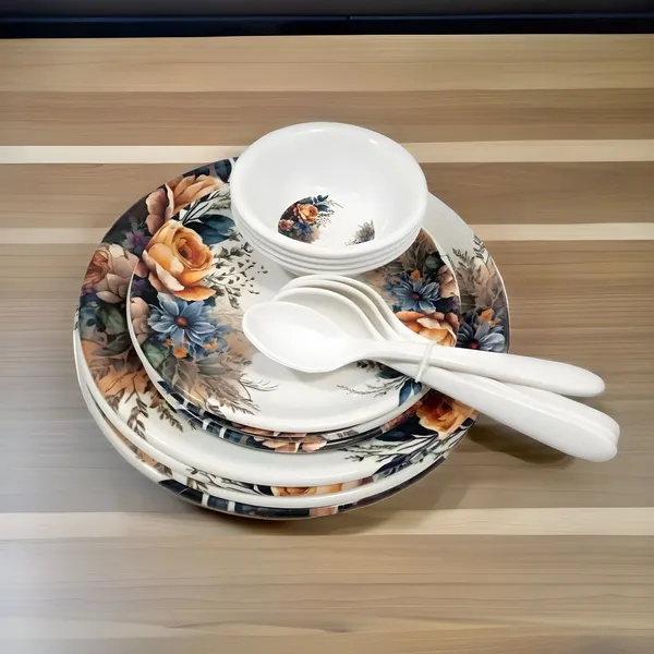 Multicolor_Floral_Printed_Melamine_16_Pcs_Dinner_Set_Contains_4_Full_Plates,_4_Half_Plates,_4_Bowls_And_4_Spoons_|_Ideal_For_Homes,_Hostels_&_Gift_Sets