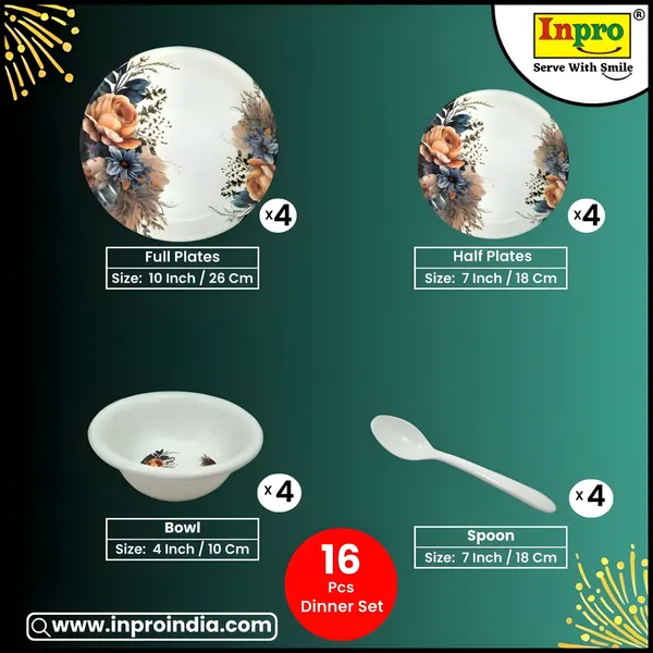 Multicolor_Floral_Printed_Melamine_16_Pcs_Dinner_Set_Contains_4_Full_Plates,_4_Half_Plates,_4_Bowls_And_4_Spoons_|_Ideal_For_Homes,_Hostels_&_Gift_Sets