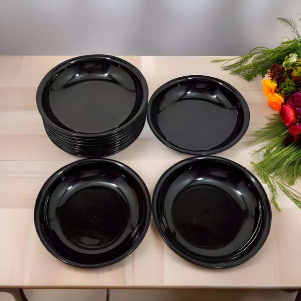 Black_Stylish_Plastic_Small_Snack_Round_Plates_Set_Of_12_In_Black_Color-Perfect_For_Dining_&_Serving