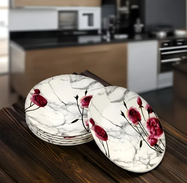 Multicolor_Melamine_Round_Half_Plates_Set_Of_6_-_Perfect_For_Snacks,_Meals_And_Entertaining