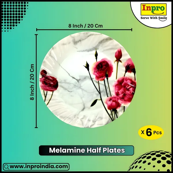 Multicolor_Melamine_Round_Half_Plates_Set_Of_6_-_Perfect_For_Snacks,_Meals_And_Entertaining