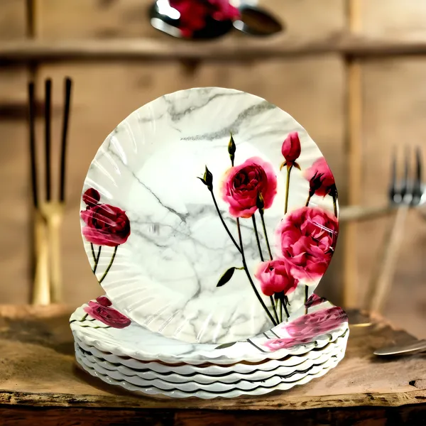 Multicolor_Melamine_Round_Half_Plates_Set_Of_6_-_Perfect_For_Snacks,_Meals_And_Entertaining