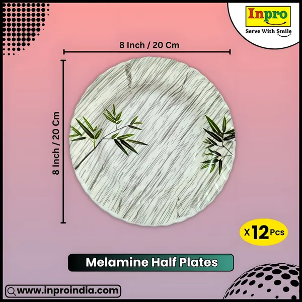Multicolor_Melamine_Round_Half_Plates_Set_Of_12_-_Perfect_For_Serving_Snacks_And_Meals