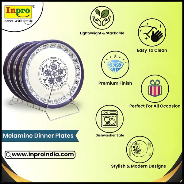 Multicolor_Ultimate_Dining_Experience_Melamine_Dinner_Plate_Set_Of_4_For_Kitchen_Dinners,_Snacks_&_More