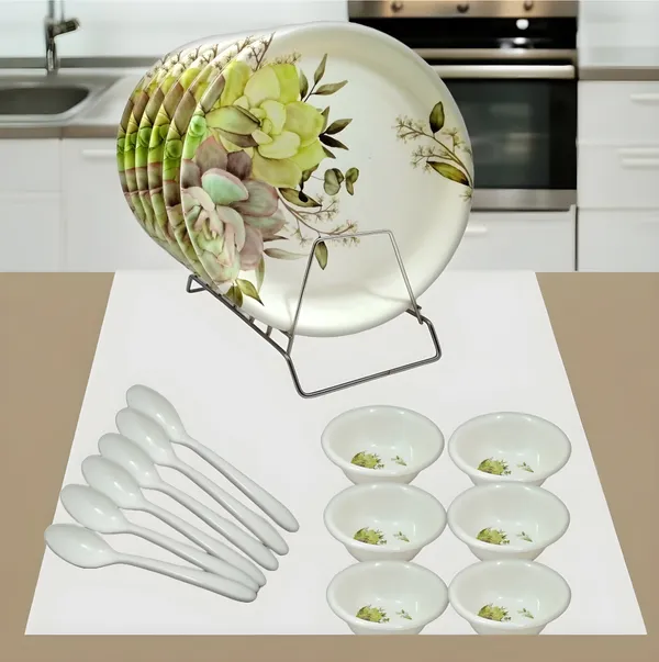 Multicolor_18_Pcs_Melamine_Dinner_Set_Contains_6_Full_Plates,_6_Bowls_And_6_Spoons_For_Parties_And_Ideal_For_Picnics_-_Perfect_For_Any_Occasion.