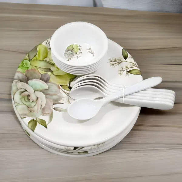 Multicolor_18_Pcs_Melamine_Dinner_Set_Contains_6_Full_Plates,_6_Bowls_And_6_Spoons_For_Parties_And_Ideal_For_Picnics_-_Perfect_For_Any_Occasion.